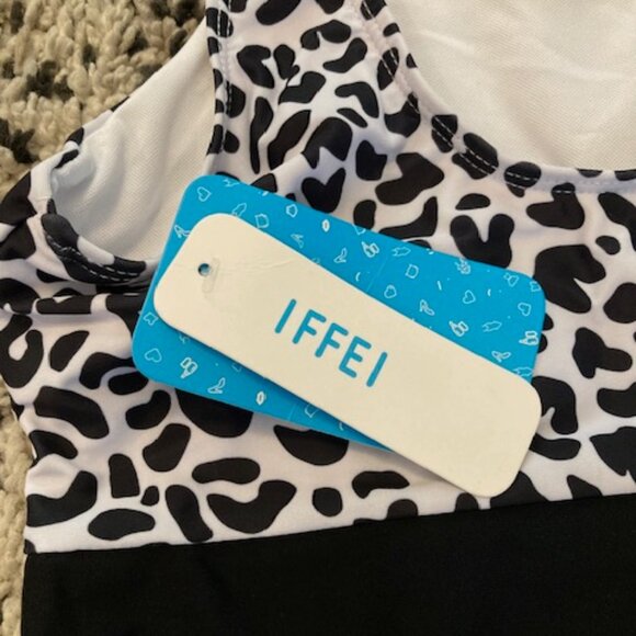 Swimsuit girls age 8-9 brand new with tags black leopard print Iffei - Picture 3 of 5